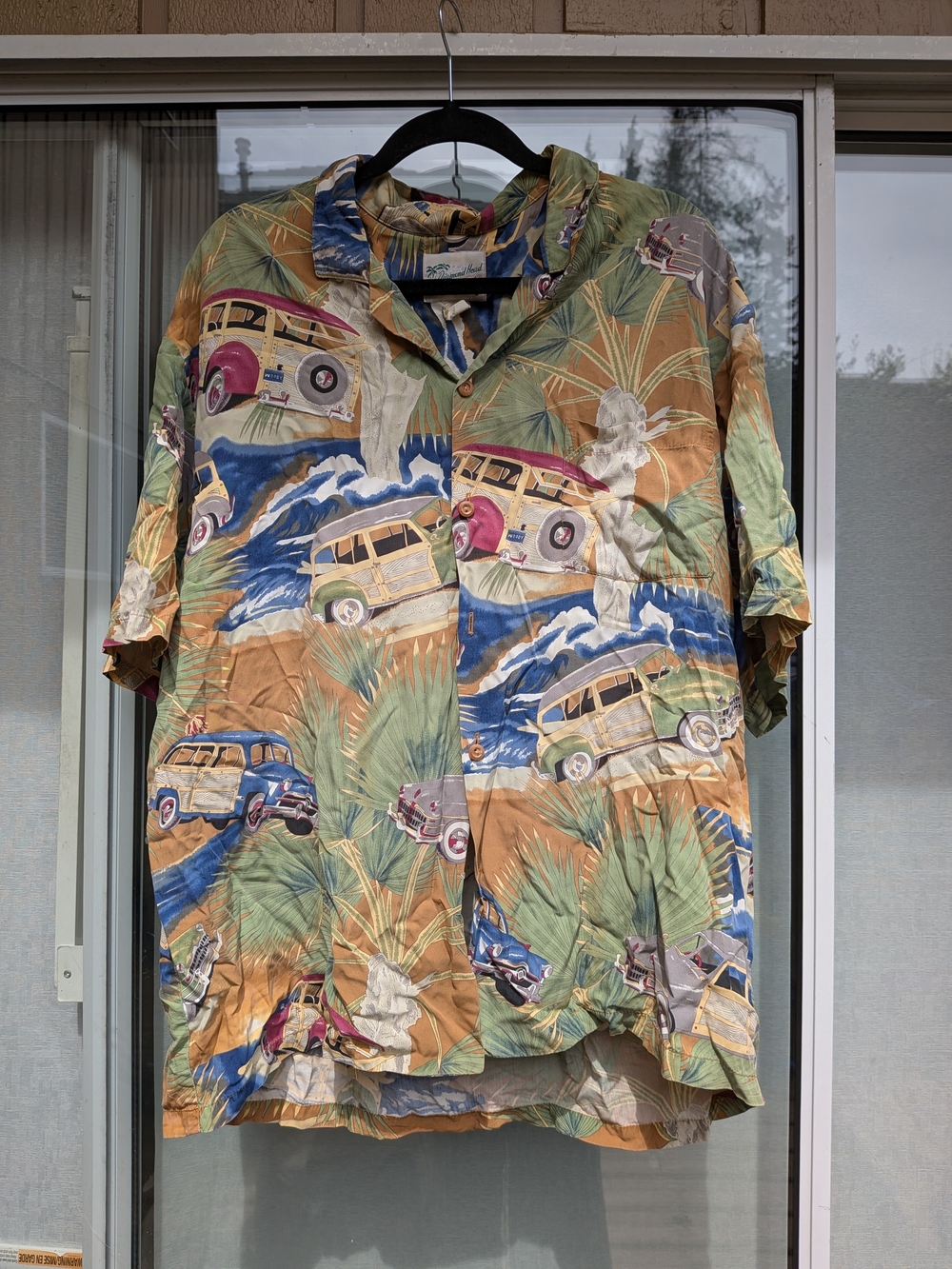 Vintage Surf Wagon Hawaiian Button-Up Silk Shirt